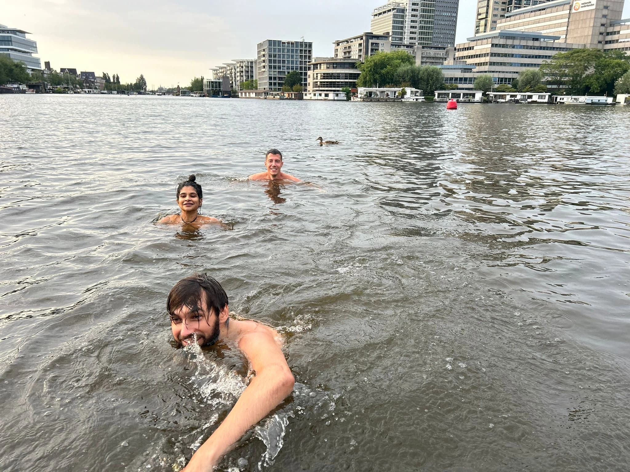 Recall team taking a dip in the Amstel